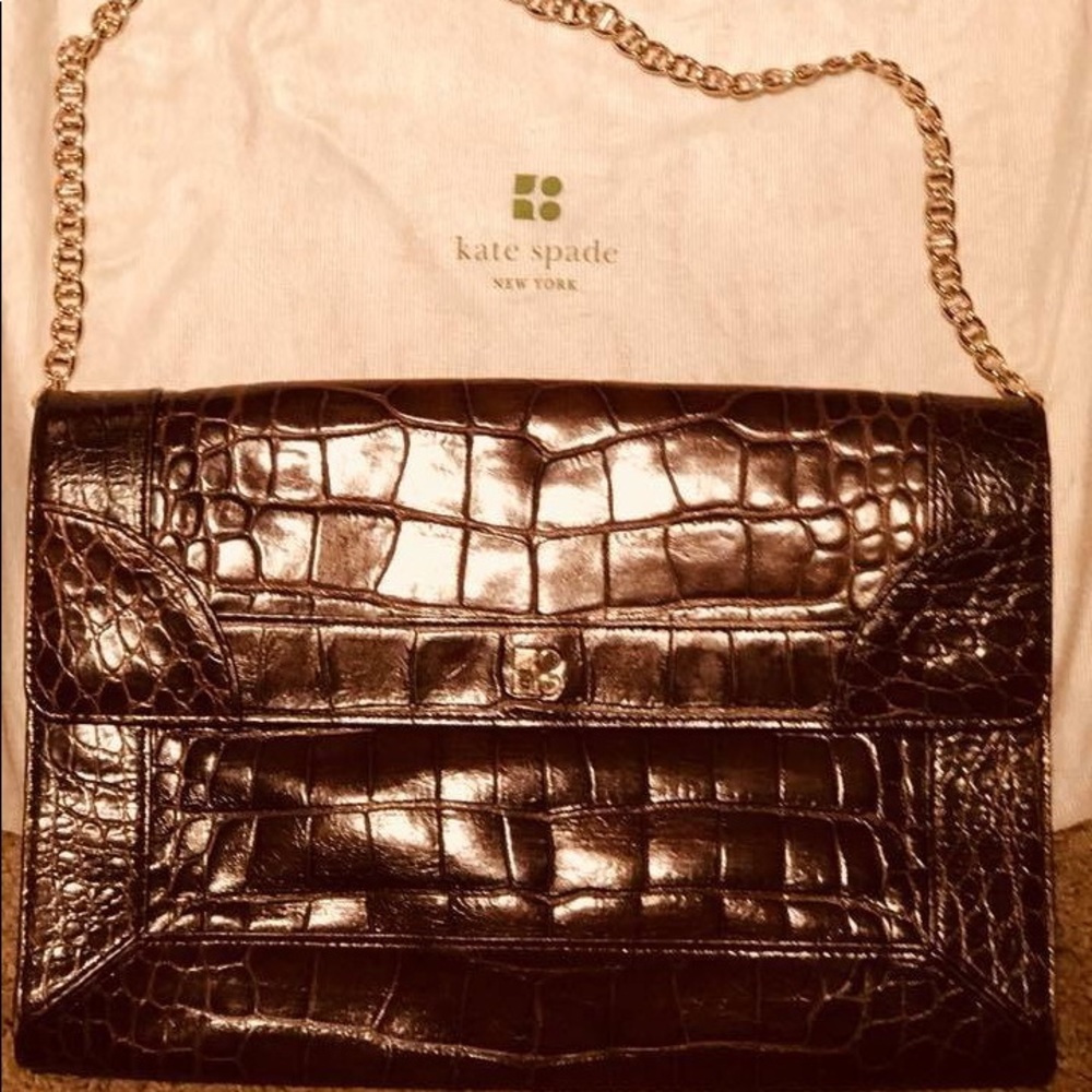 Kate Spade Chestnut Brown Crocodile Shoulder Bag